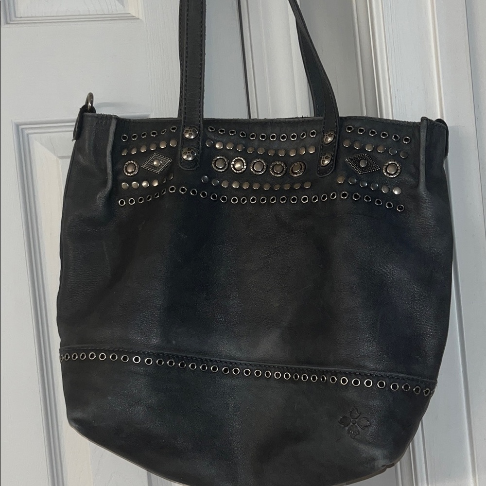 Patricia Nash Black Leather Studded Tote